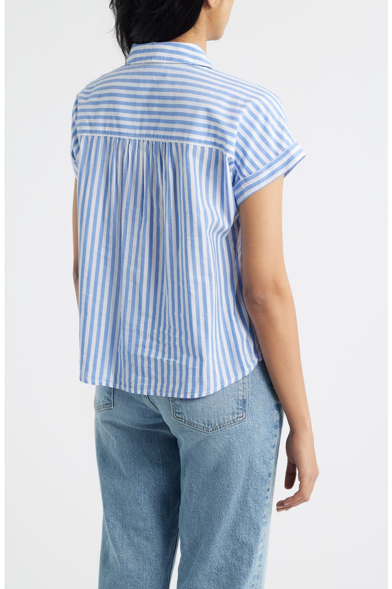 Brianna Stripe Cotton Blend Button-Up Shirt, Alternate, color, BLUE IGUANA