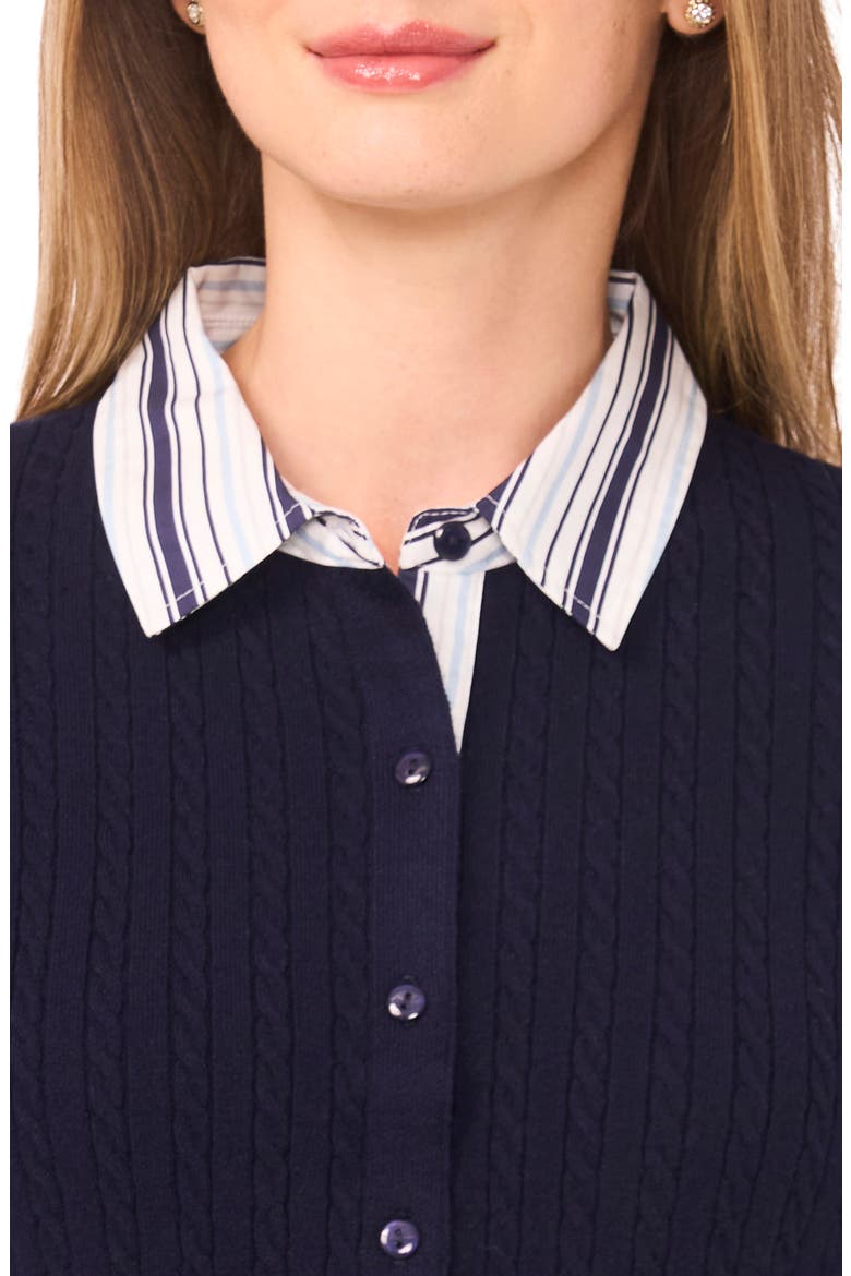 Stripe Collar Twofer Cardigan, Alternate, color, CLASSIC NAVY/ WHITE/ GREY
