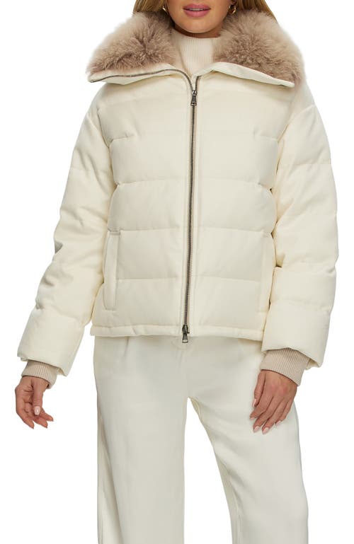 GORSKI Cashmere Down Jacket with Genuine Shearling Collar in Ivory/taupe at Nordstrom, Size Medium