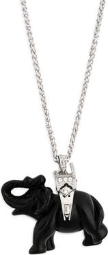 Kenneth Jay Lane Black Elephant Pendant Long Necklace