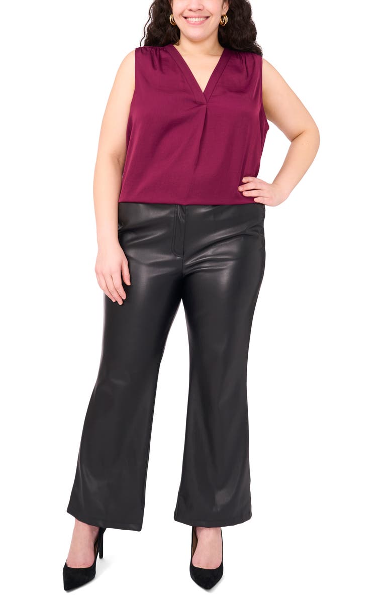 Vince Camuto V-Neck Rumple Satin Blouse, Alternate, color, Pickled Beet