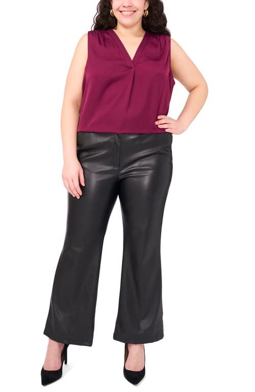 Vince Camuto V-neck Rumple Satin Blouse In Purple
