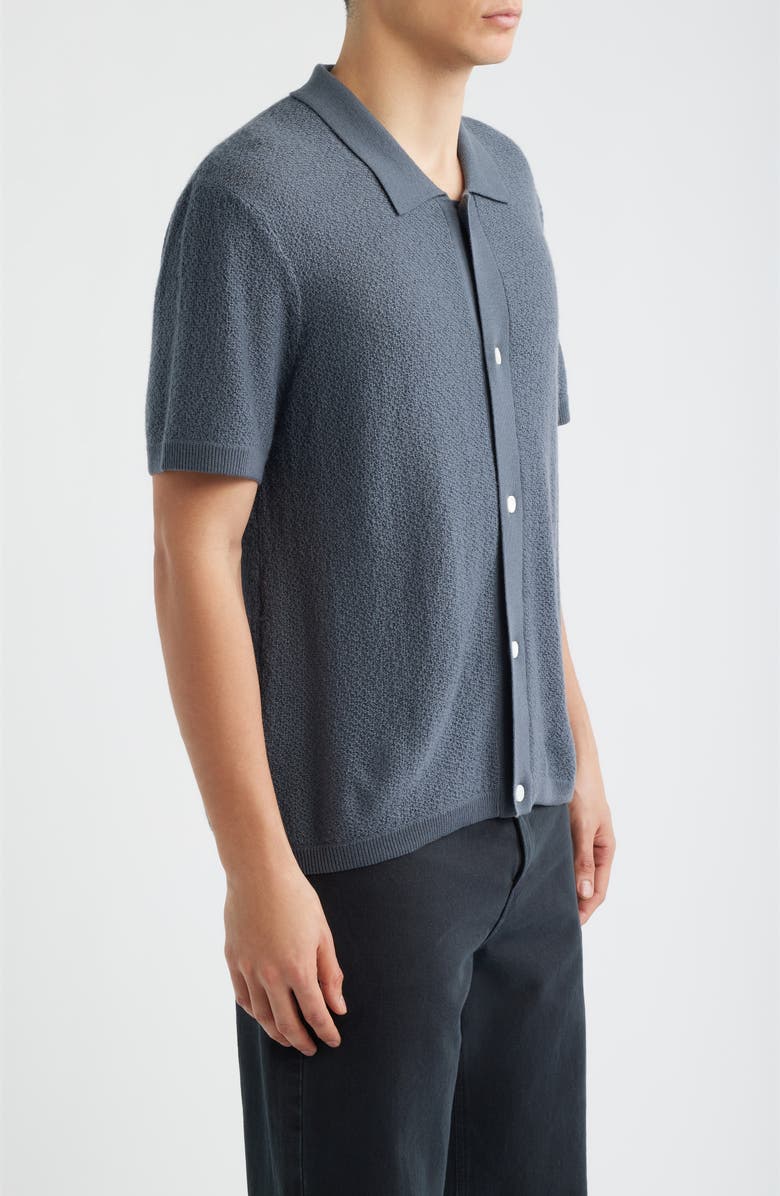 FRAME Short Sleeve Wool Cardigan, Alternate, color, Blue Grey