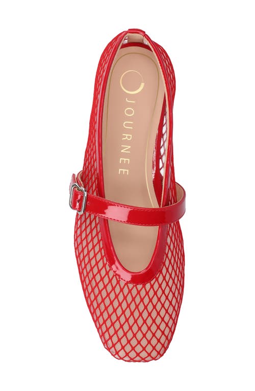 Shop Journee Collection Casha Mesh Mary Jane Flat In Red Mesh