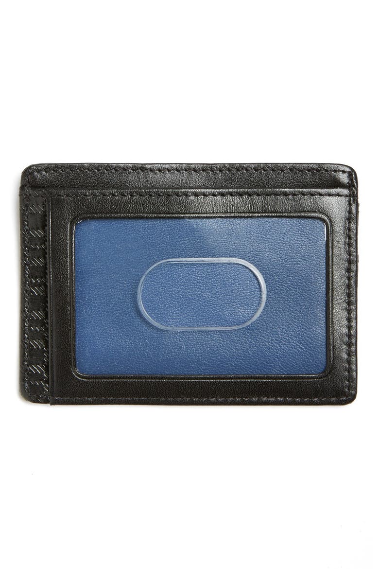 Collins Calfskin ID Card Case, Alternate, color, BLACK/ BLUE