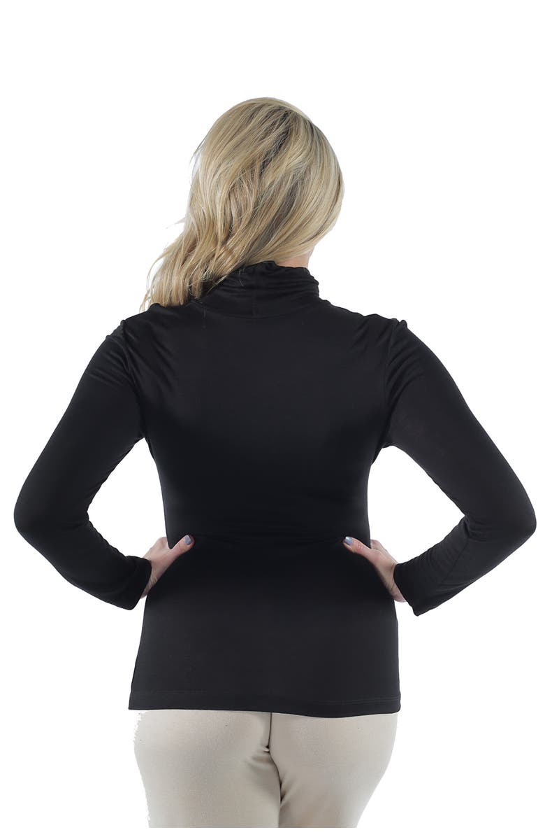 24seven Comfort Apparel Plus Size Classic Womens Long Sleeve Turtleneck, Alternate, color, Black