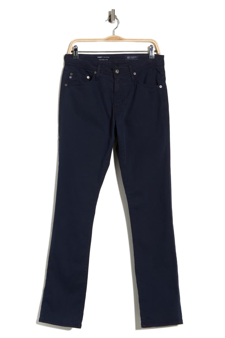 Everett Stretch Sateen Slim Straight Pants, Main, color, DEEP TRENCHES
