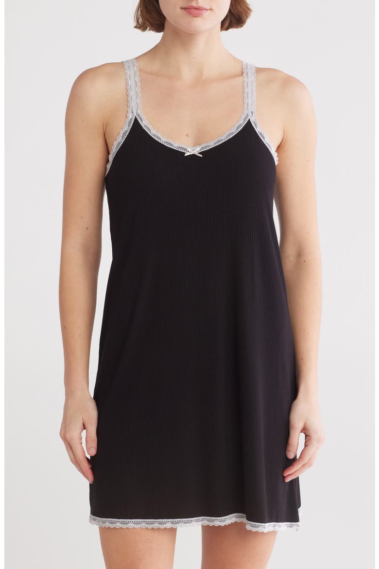 Revival Rib Chemise, Main, color, BLACK