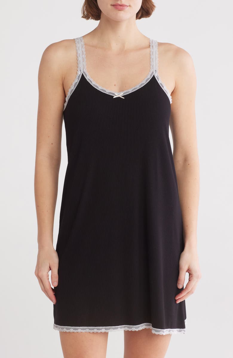 Honeydew Revival Rib Chemise, Main, color, Black