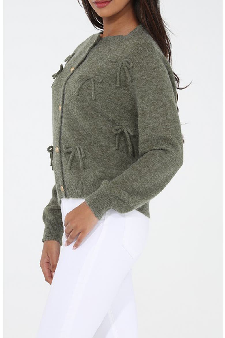 Tiny Bow Cardigan, Alternate, color, OLIVE