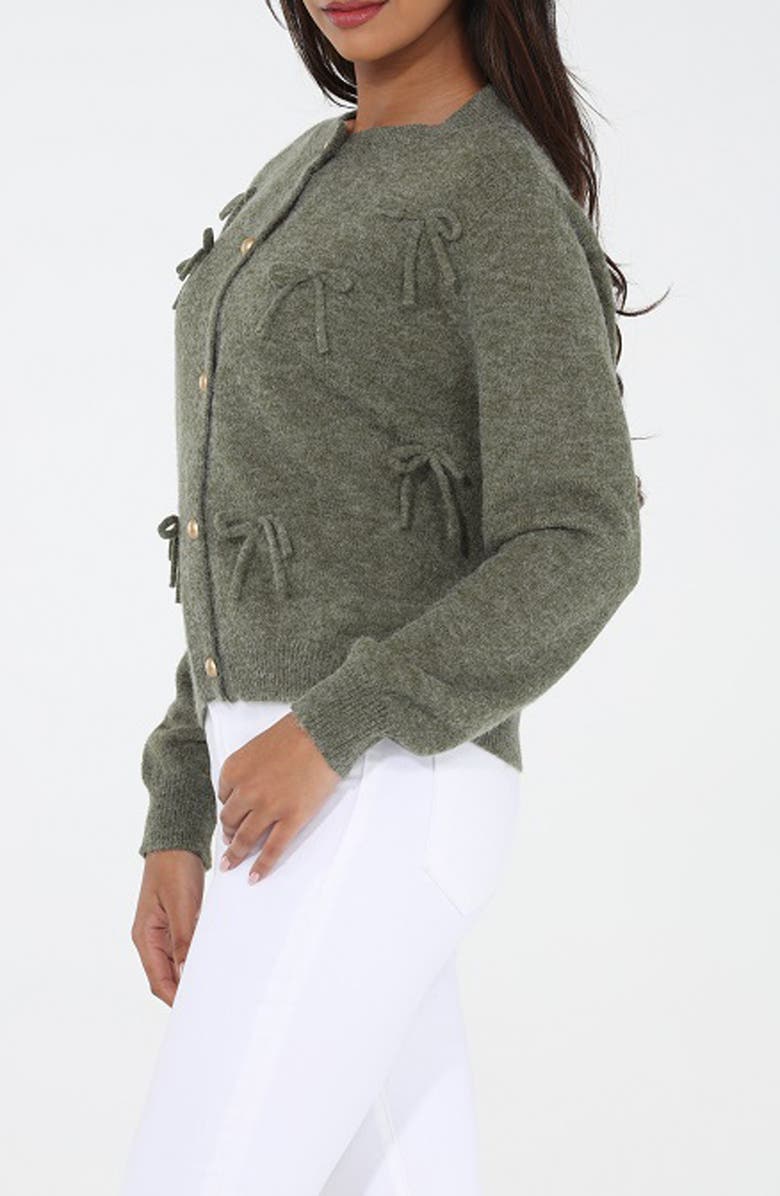 RAIN AND ROSE Tiny Bow Cardigan, Alternate, color, Olive