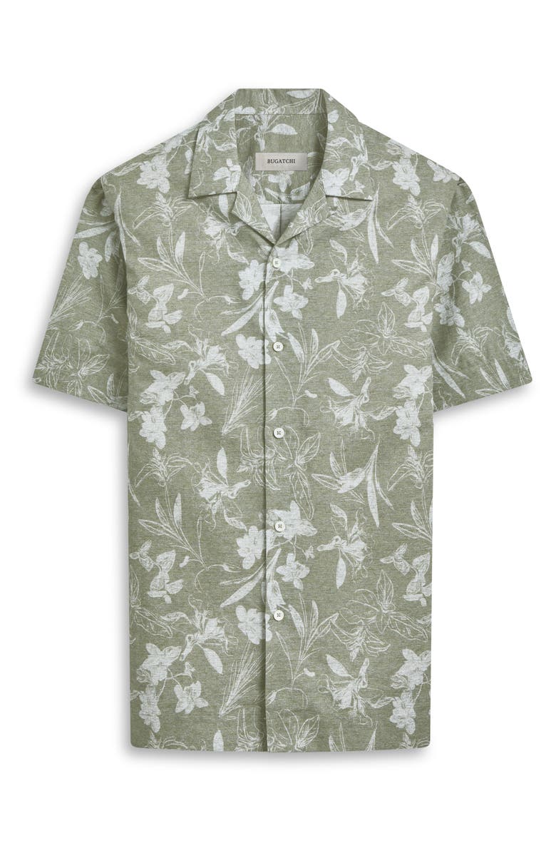 Bugatchi Orson Floral Linen & Cotton Camp Shirt, Alternate, color, 