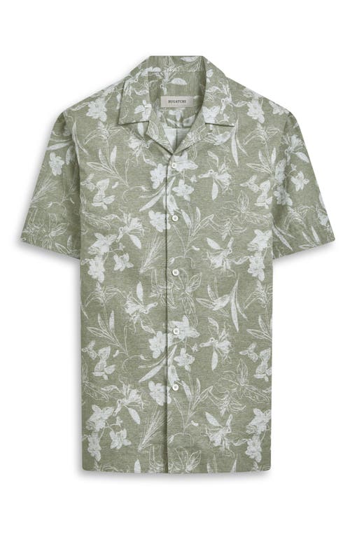 Bugatchi Men's Orson Floral Cotton & Linen Short-sleeve Shirt In Olive