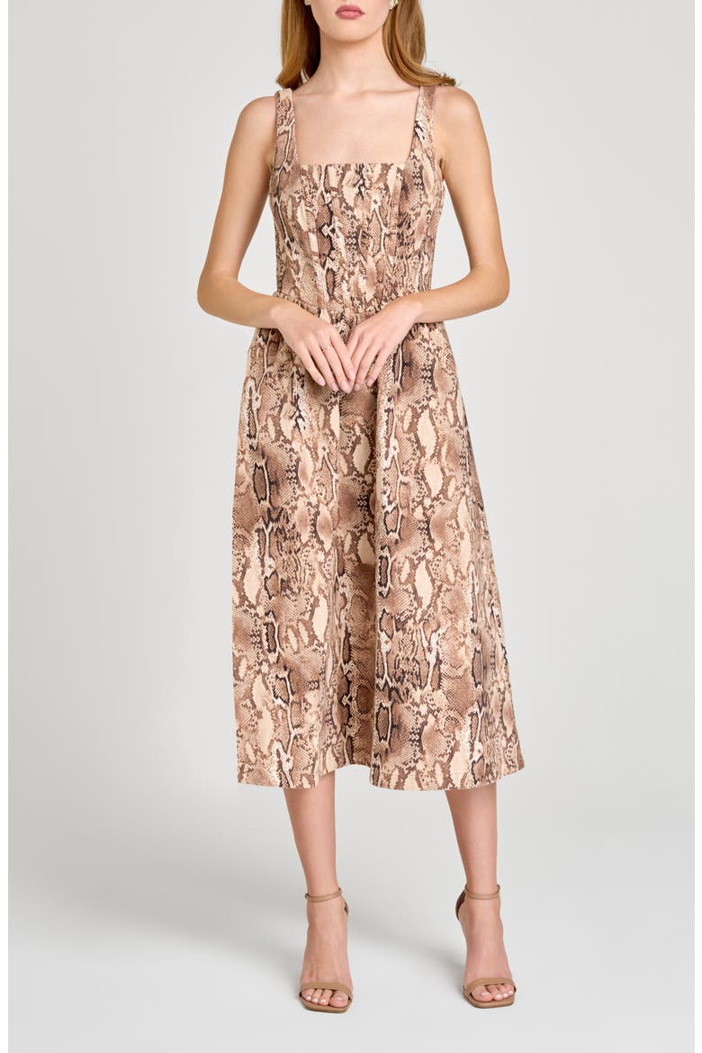 Savanna Snakeskin Print A-Line Dress, Alternate, color, BROWN SNAKE