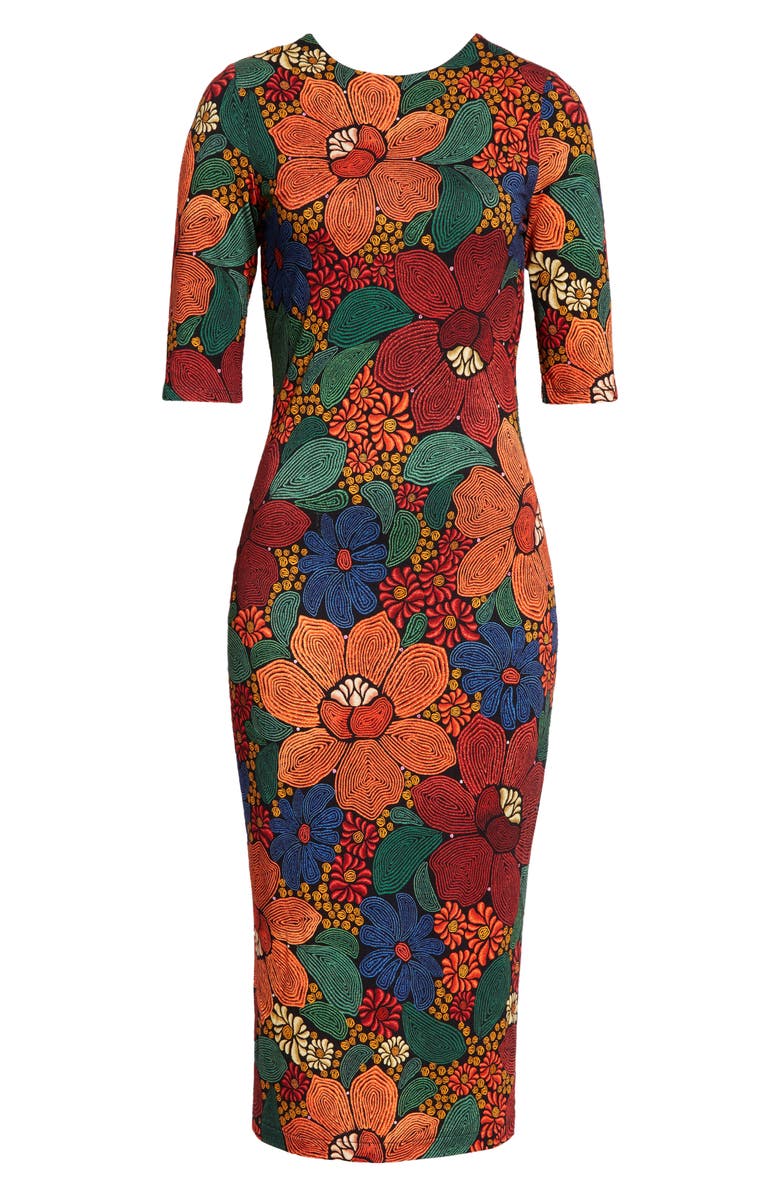 FARM Rio Stitched Flowers Print Midi Dress, Alternate, color,