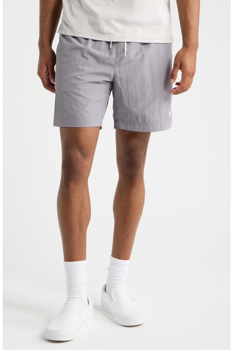 Collegiate Solid Swim Trunks, Main, color, SILVER