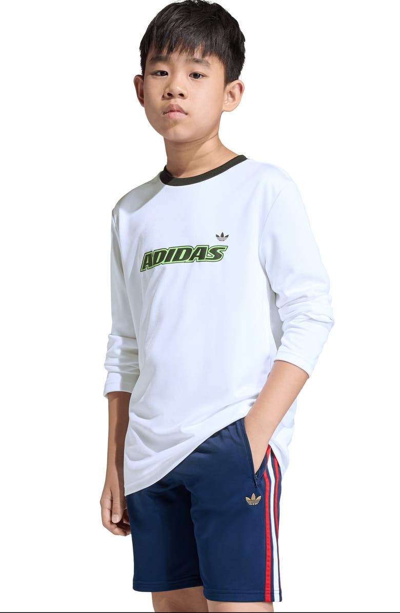 adidas Originals Kids' Firebird Recycled Polyester Shorts, Alternate, color, Night Indigo/ Dark Gold