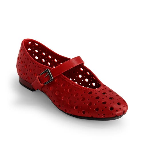 Bernardo Perforated Leather Mary Jane Ballerina Flats