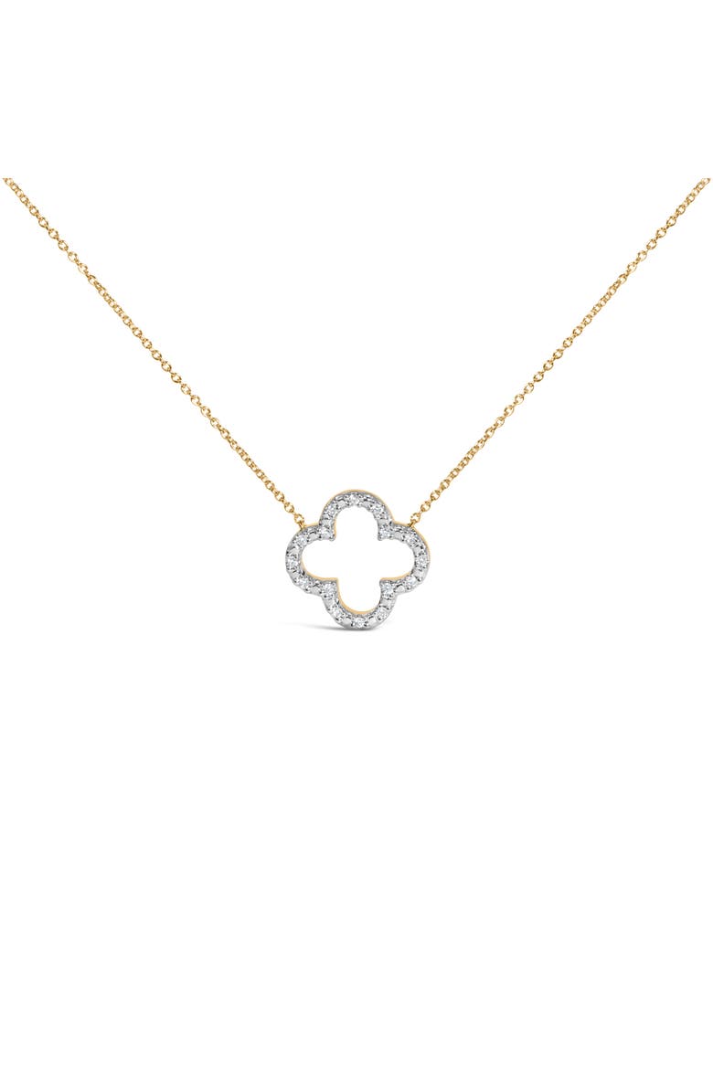 Gold Vermeil 1/10 Cttw Diamond Clover Pendant Necklace, Main, color, Silver