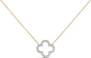 Haus of Brilliance Gold Vermeil 1/10 Cttw Diamond Clover Pendant Necklace