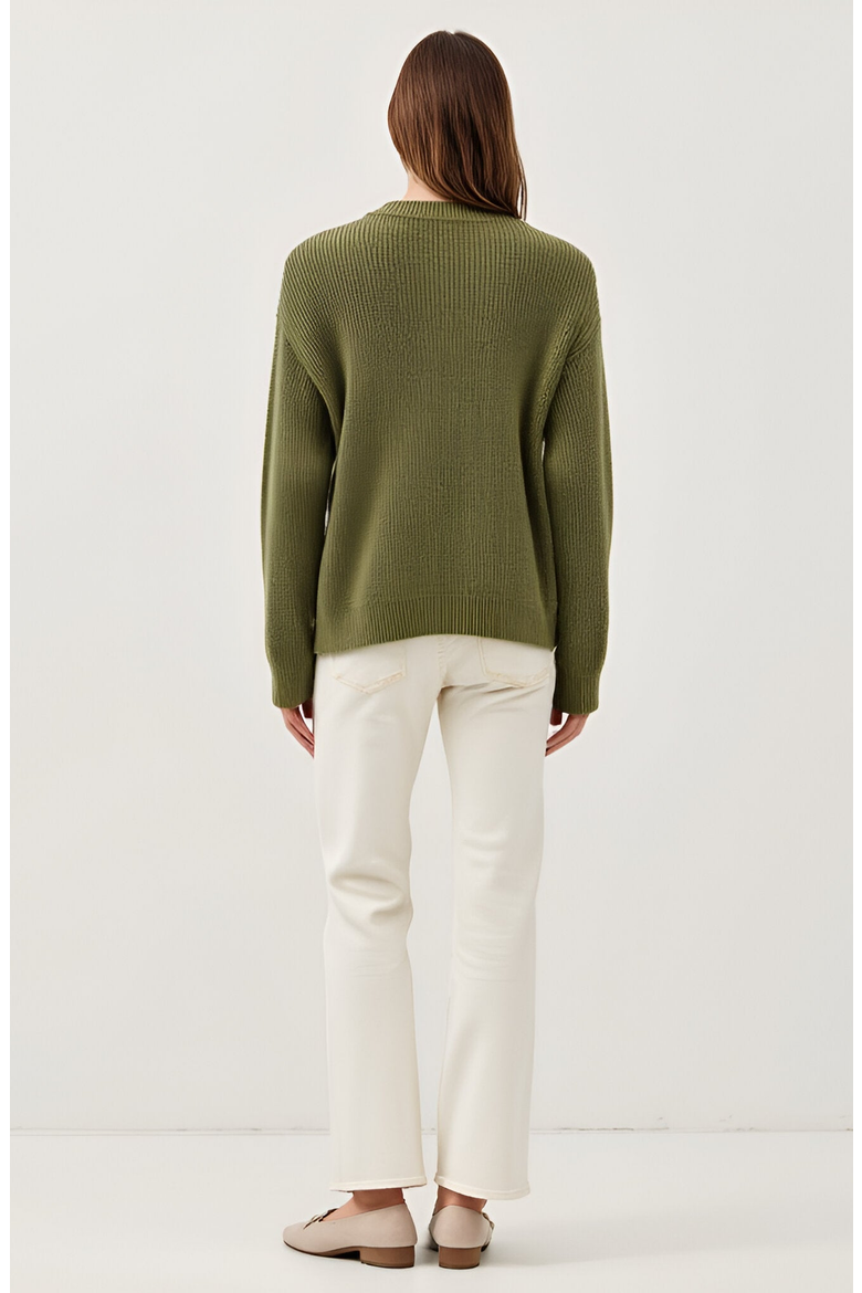 Ribbed Button Down Cardigan, Alternate, color, Olive Green