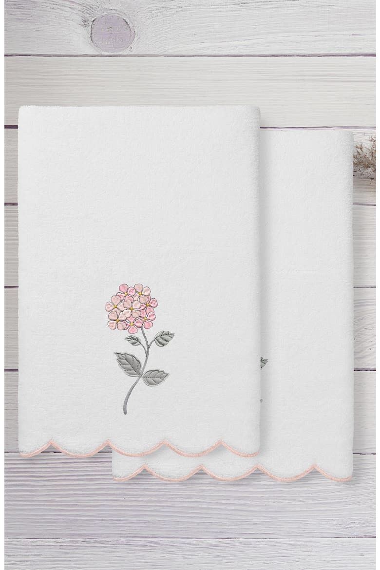 Hydea Scalloped 2-Piece Bath Towel Set, Alternate, color, WHITE/ PINK