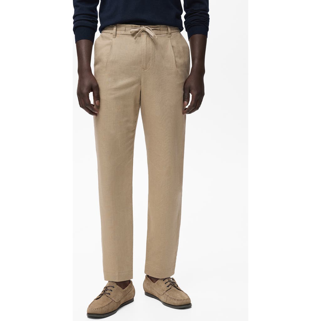 Mango Slim Fit Drawstring Pants In Neutral