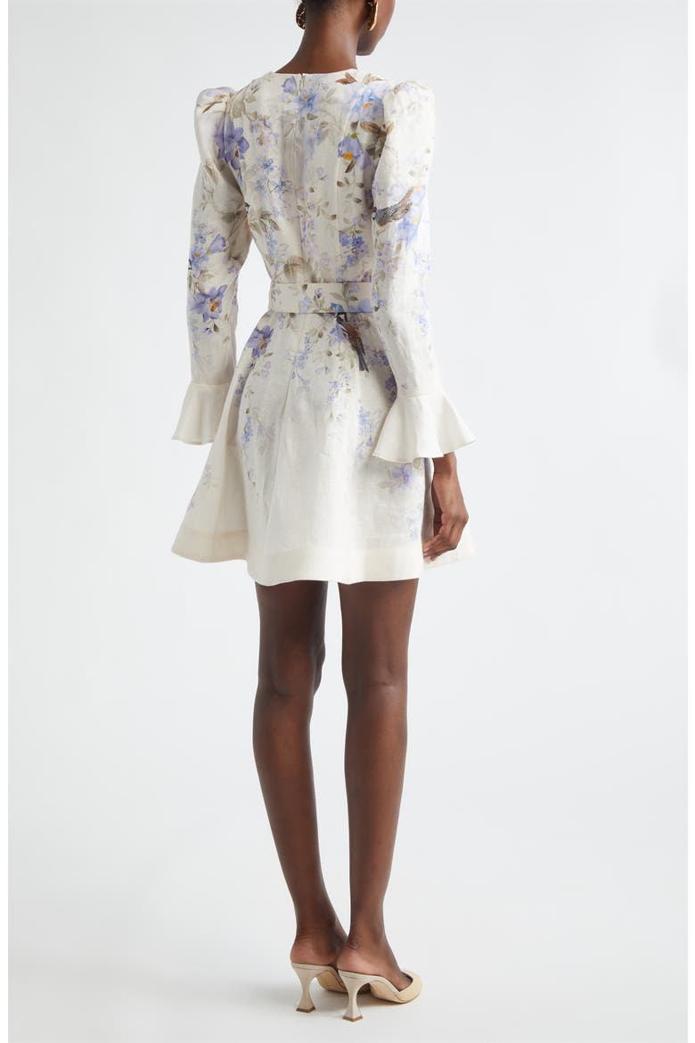 Kindred Spirit Luna Long Sleeve Linen Minidress, Alternate, color, BLUE SONGBIRD