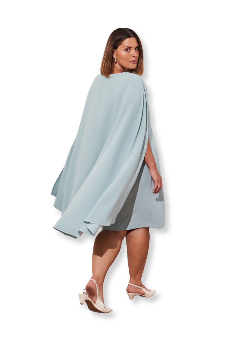 Cape Knee Length Dress, Alternate, color, Pale Blue