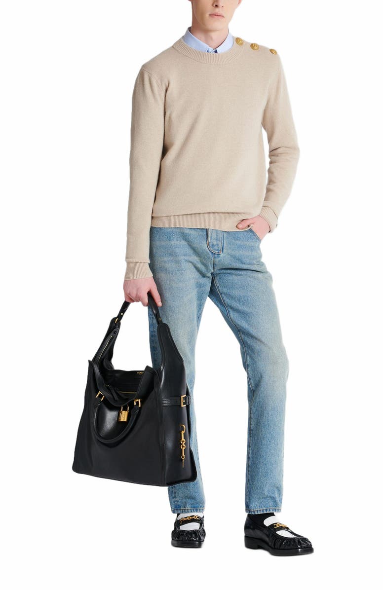 Balmain Eco-Cashmere Jumper, Alternate, color, Beige