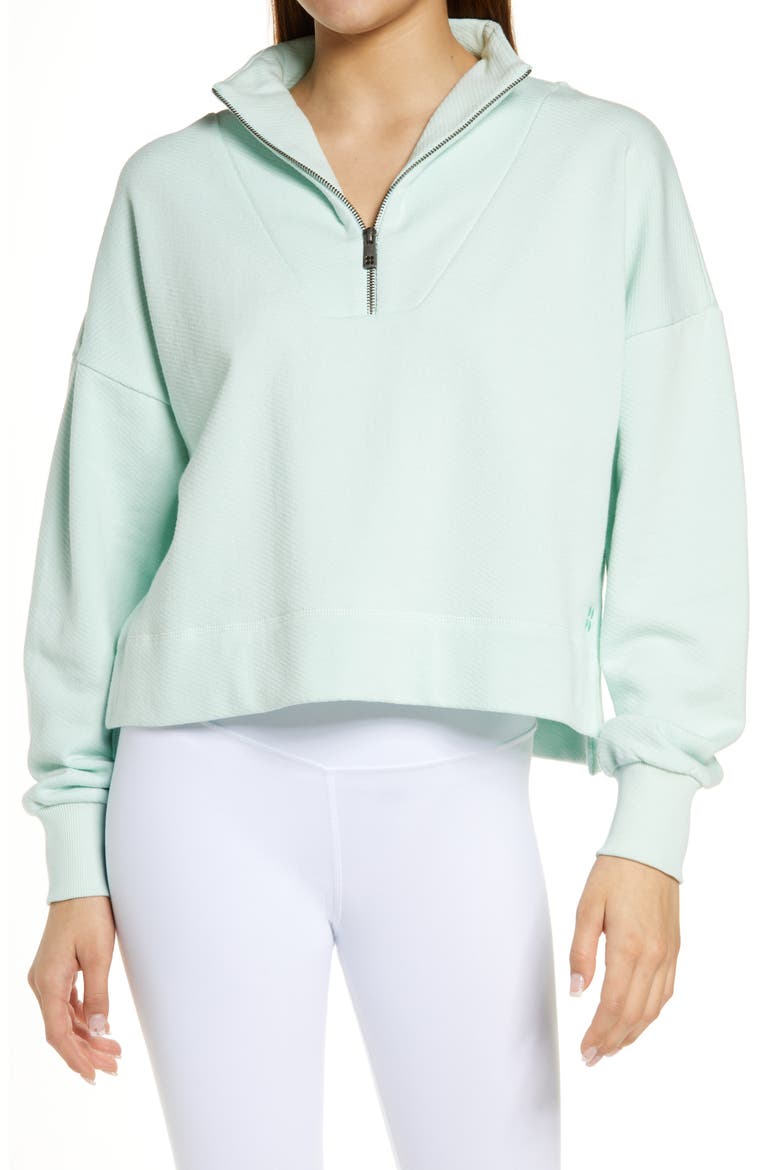Nestle Up Half Zip Sweatshirt, Main, color, PEARL BLUE