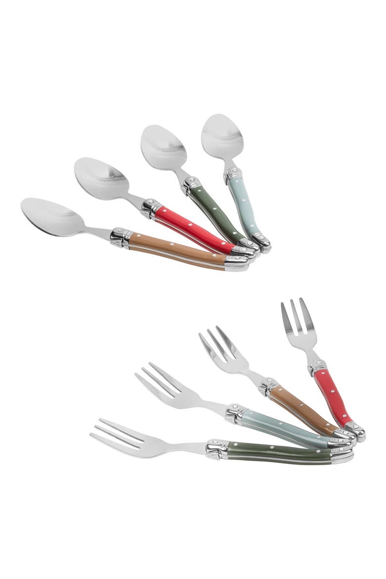 8-Piece Laguiole Spoons & Forks Set, Alternate, color, HOLLY BERRY