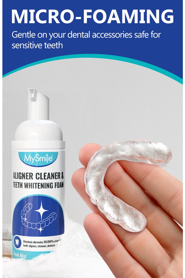 2-in-1 Aligner Cleaner & Whitening Foam, Alternate, color, White