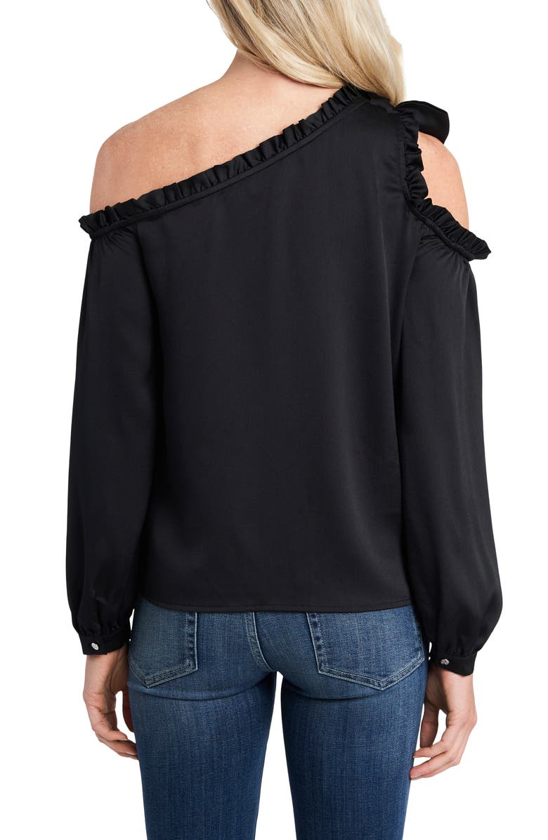 CeCe One-Shoulder Ruffle Bow Blouse, Alternate, color, 