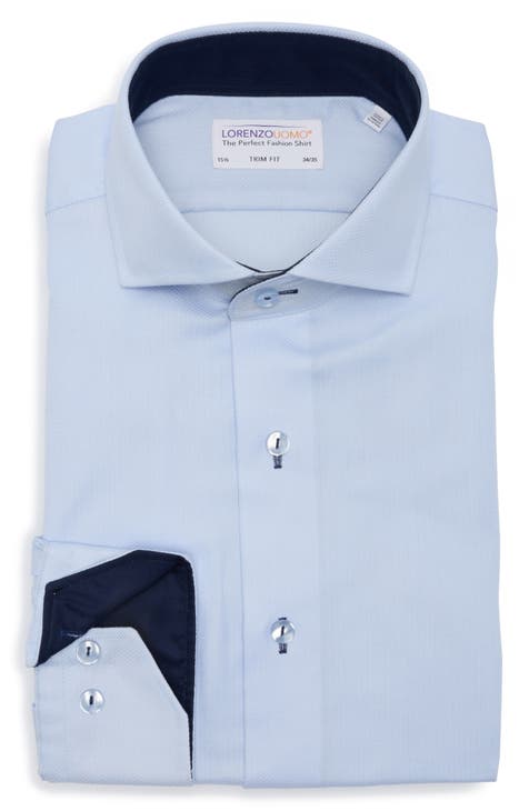 Trim Fit Lattice Textured Cotton Dress Shirt (Regular, Big & Tall)