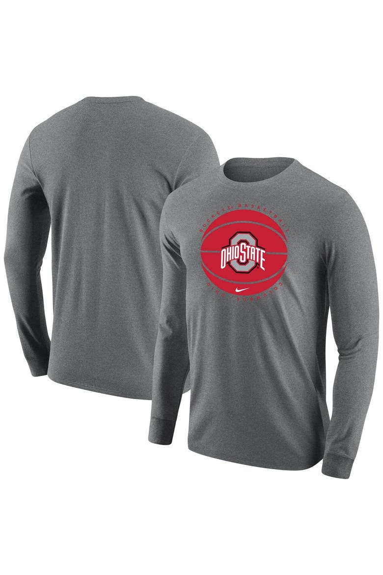Men's Nike Gray Ohio State Buckeyes Basketball Long Sleeve T-Shirt, Alternate, color, Gray