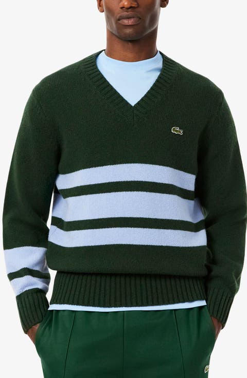 Classic Stripe Wool V-Neck Sweater