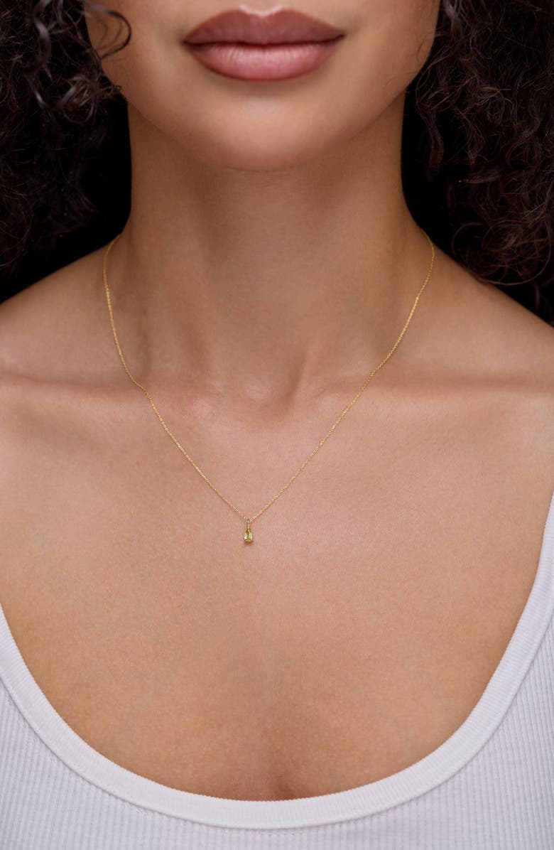 Bony Levy 14K Gold Pear Cut Peridot Pendant Necklace, Alternate, color, 14K Yellow Gold