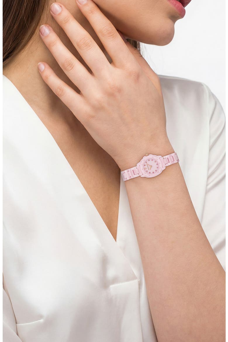 Kitt Pink Ceramic Bracelet Watch, 21mm, Alternate, color, PINK