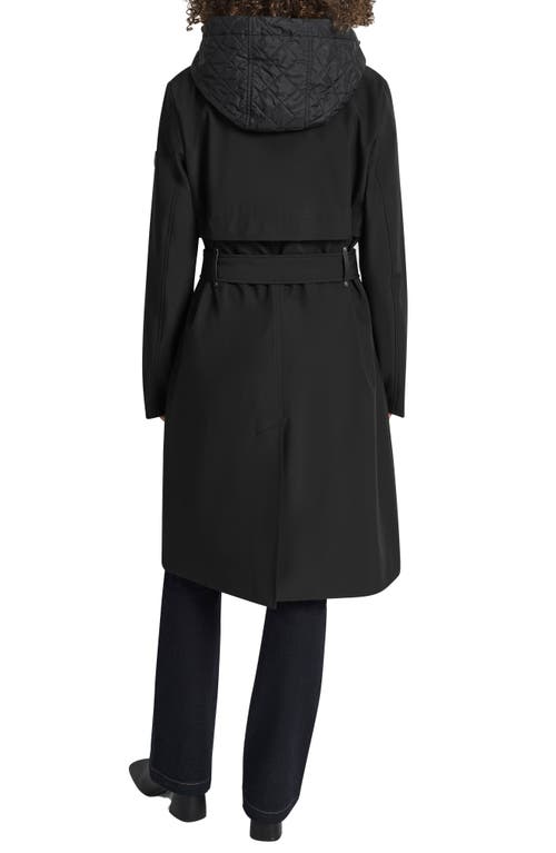 Dkny Softshell Hooded Trench Coat In Black