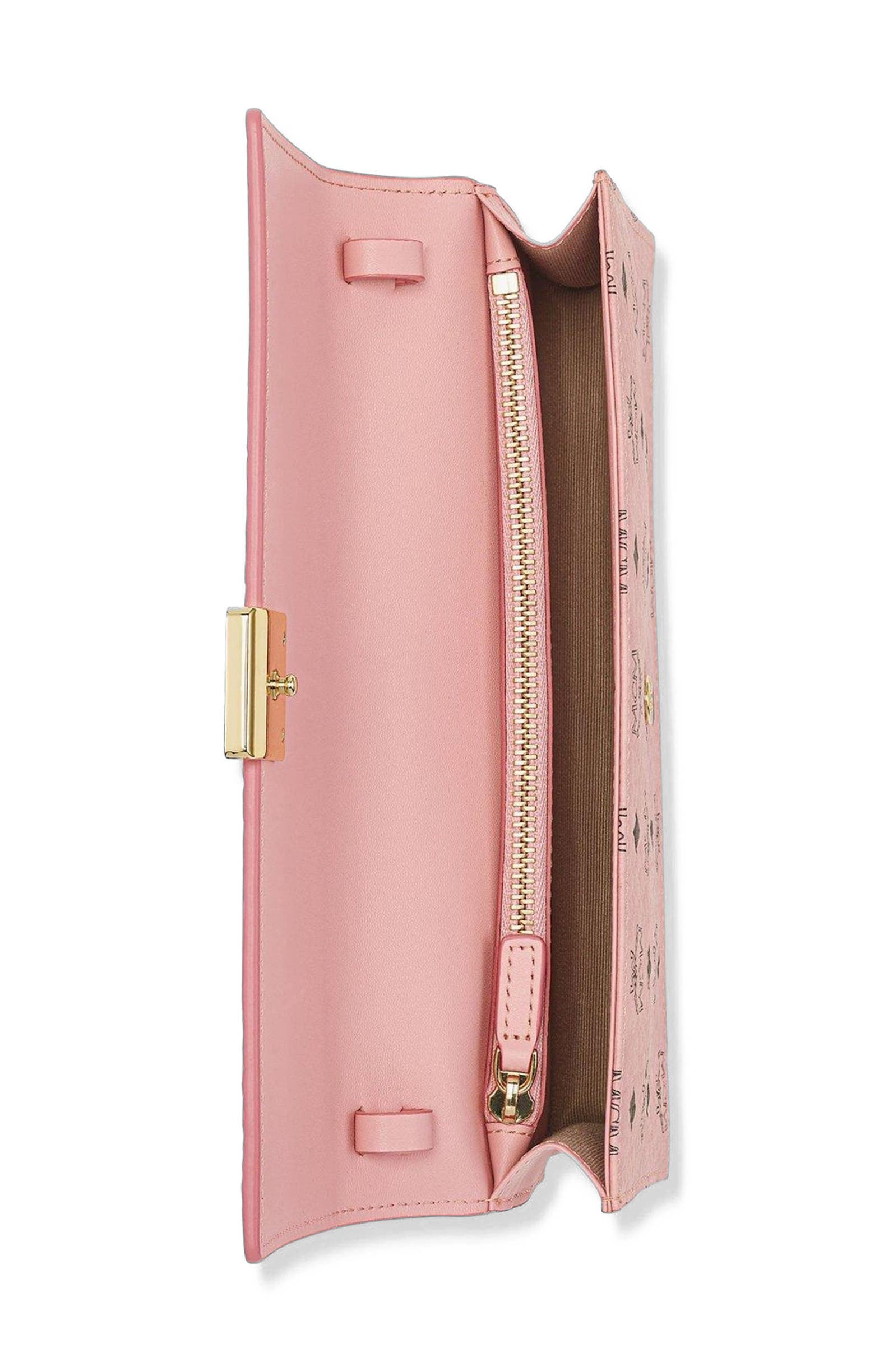 MCM Aren Crossbody Wallet in Visetos, Alternate, color, Brown