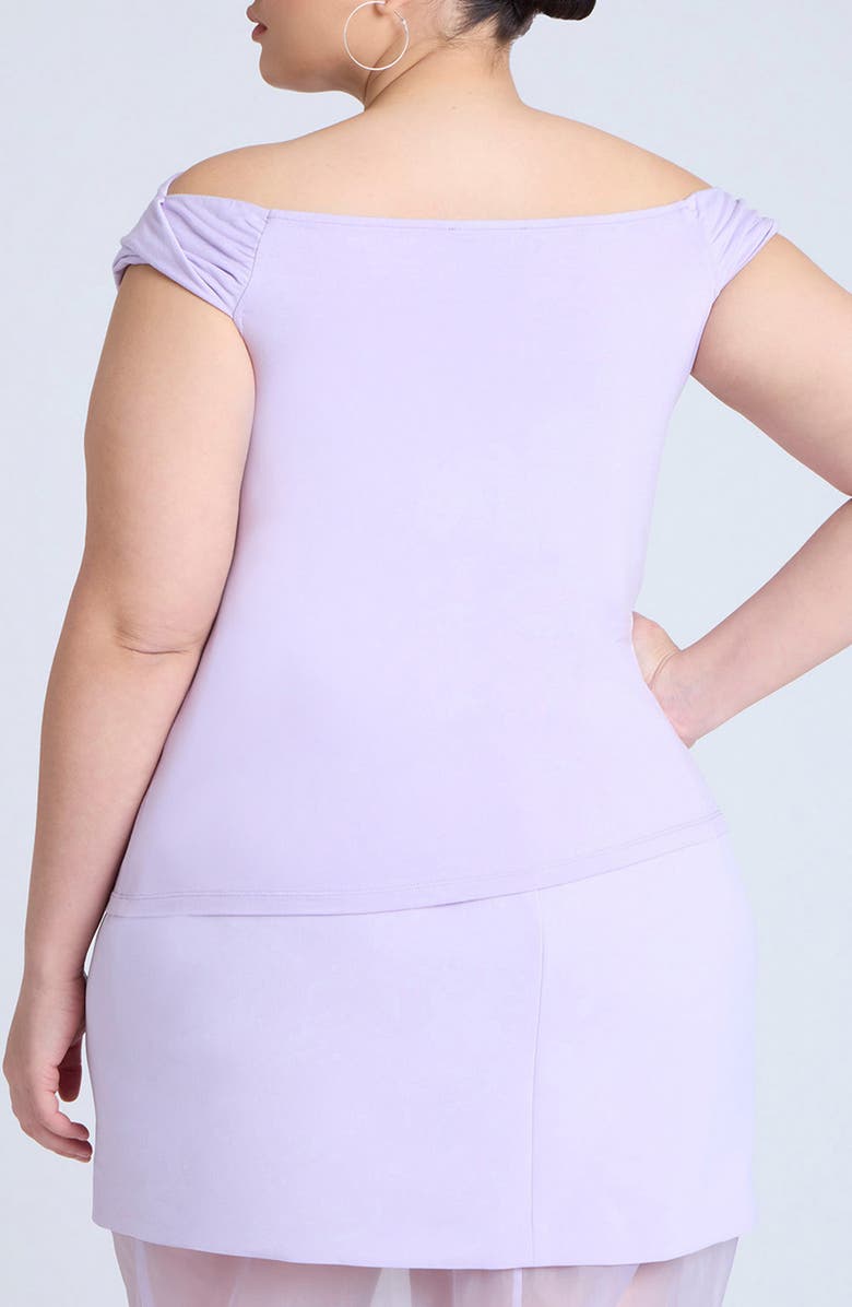 ELOQUII Twist Sleeve Off the Shoulder Top, Alternate, color, 