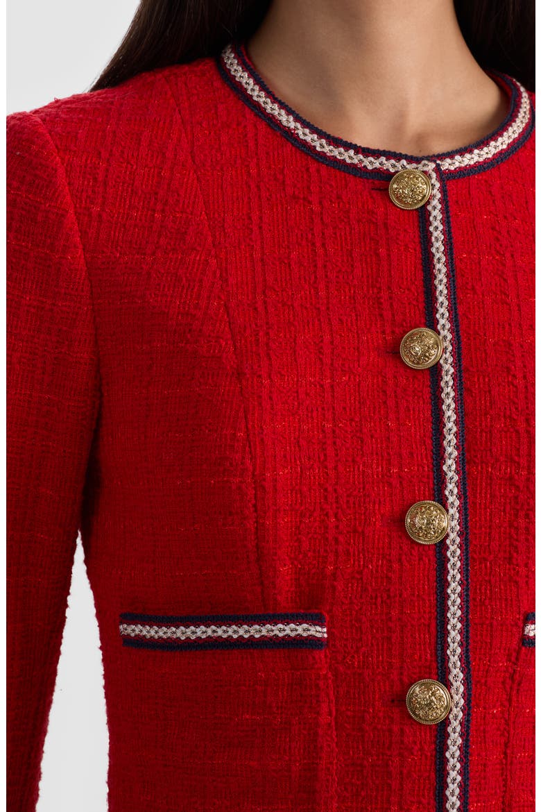 Avalon Shrunken Tweed Jacket, Alternate, color, CHILI PEPPER