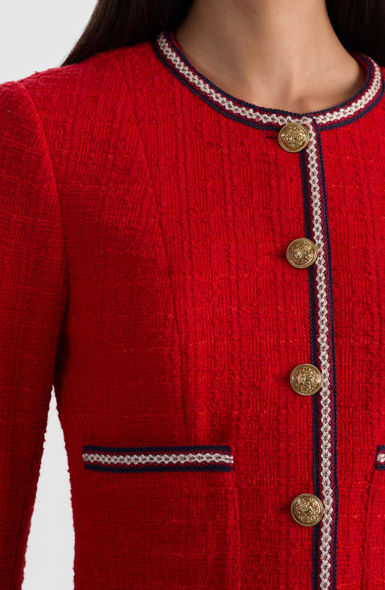 Alice + Olivia Avalon Shrunken Tweed Jacket, Alternate, color, Chili Pepper