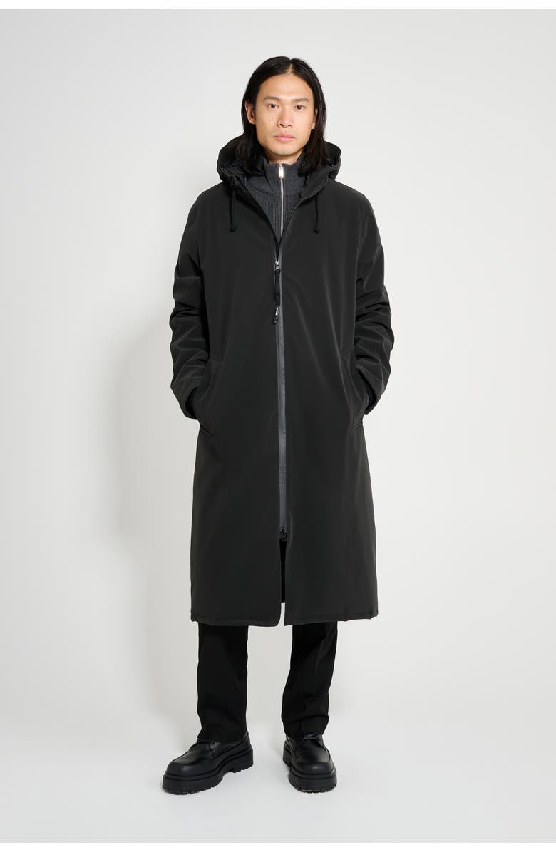 Stutterheim Stockholm Long Matte Winter Coat, Main, color, Black