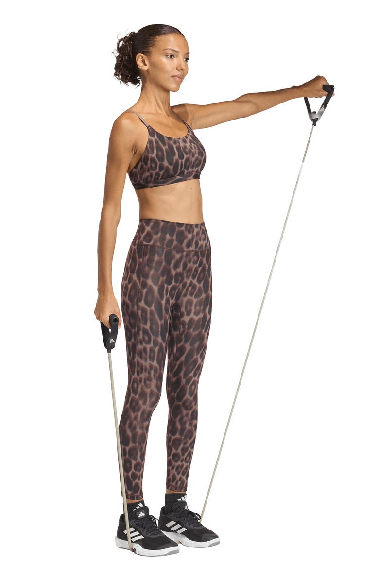 adidas Optime Essentials Workout Light Support Sports Bra, Alternate, color, Earth Strata/ Black