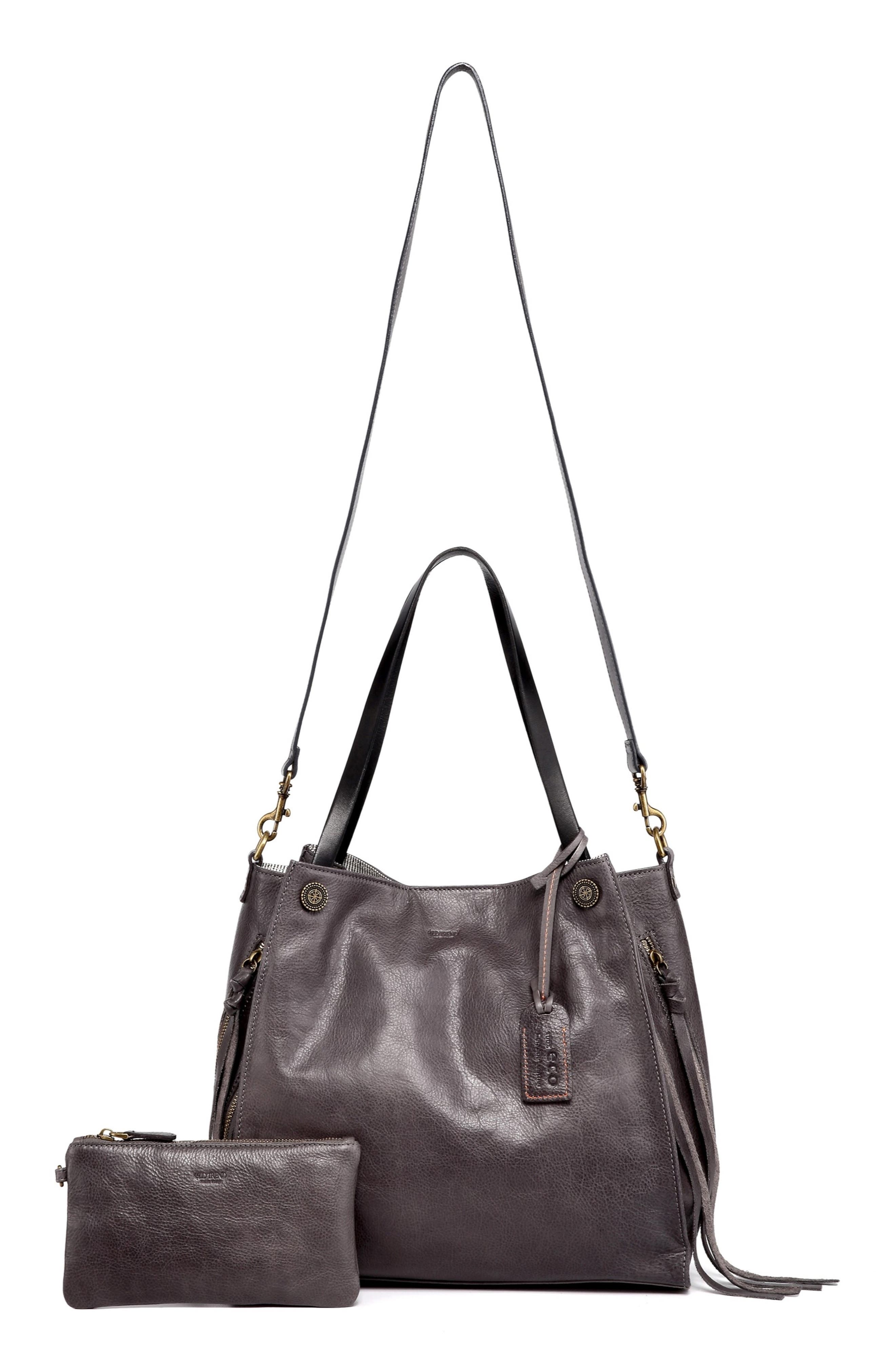 Daisy Leather Tote Bag, Alternate, color, HEATHER GREY