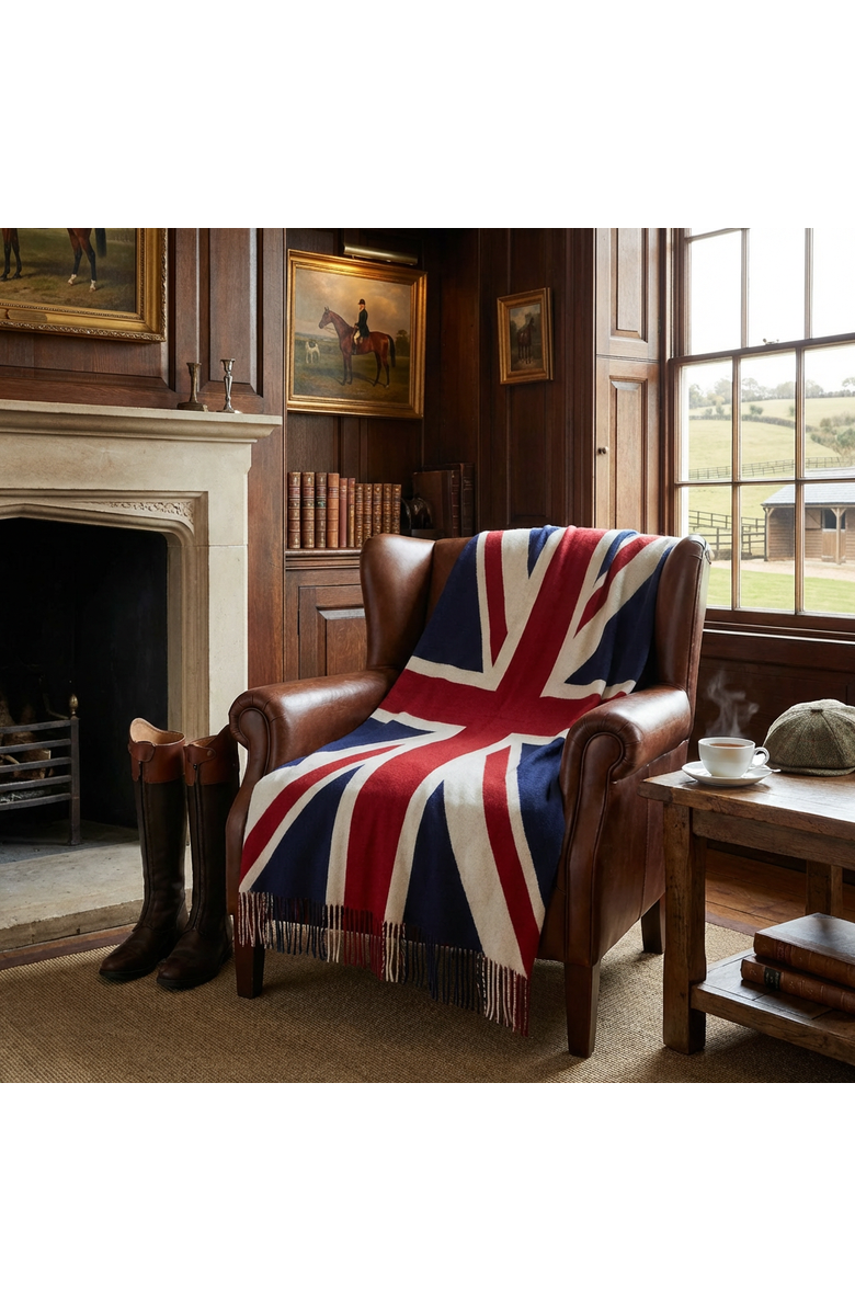 Prince of Scots Union Jack Merino Wool Throw, Alternate, color, 