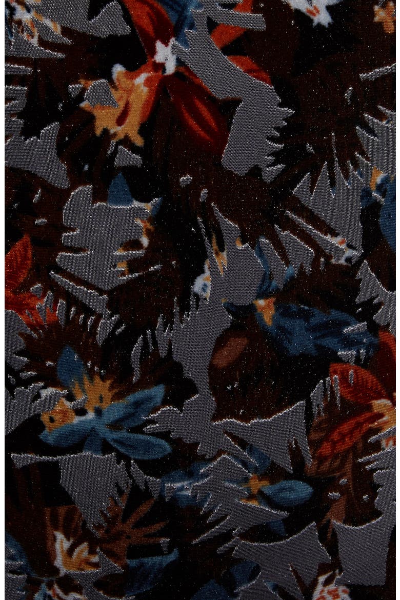 Long Sleeve V-Neck Burnout Velvet Bodysuit, Alternate, color, RUST/ BLUE BURN OUT FLORAL