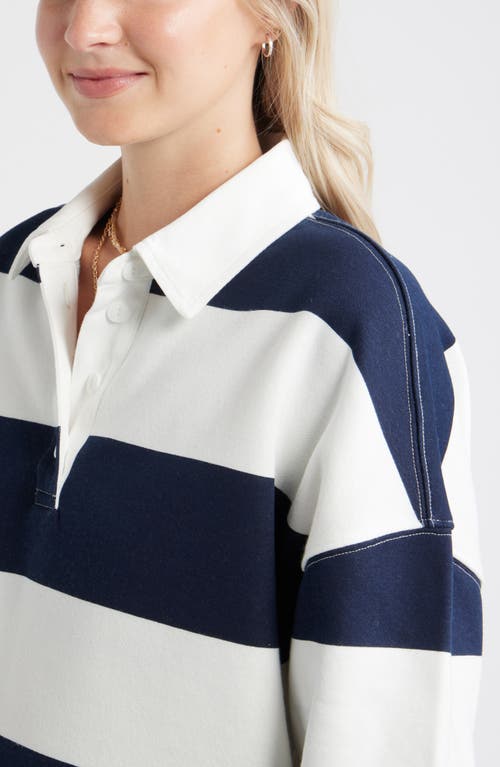 Bp. Stripe Cotton Blend Rugby Shirt In Black